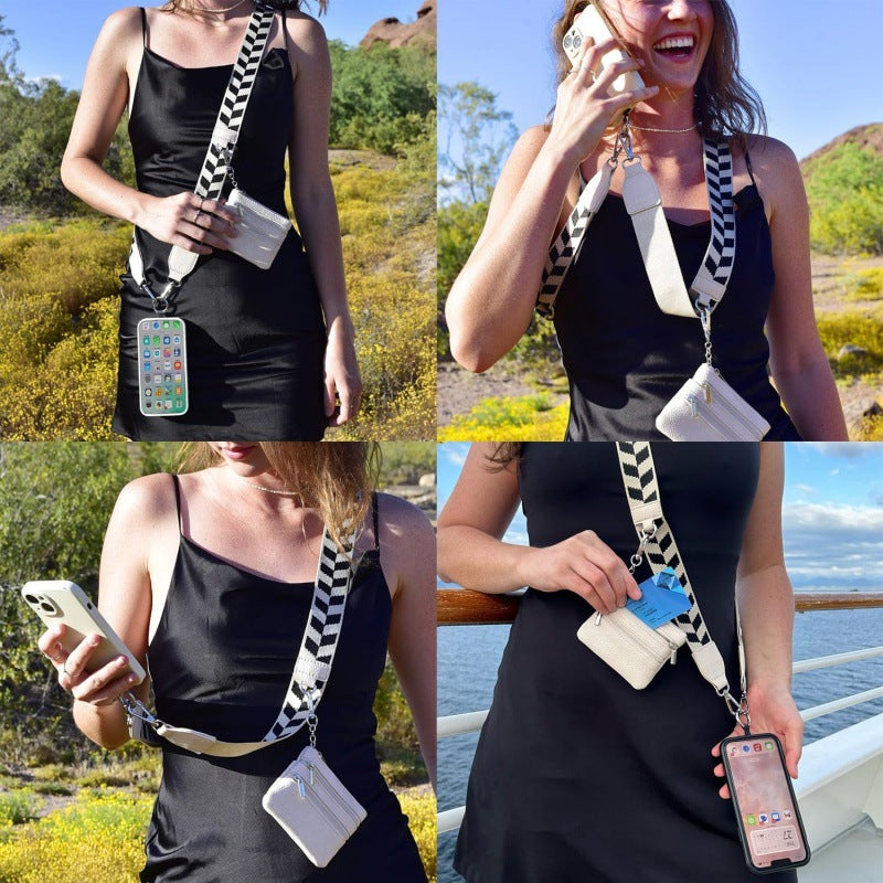 PHONE STRAP WITH ZIPPERED POUCH