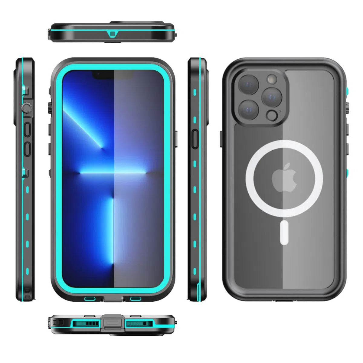 Buy IP68 Waterproof Phone Case, Support Magsafe, Built in Screen Protector, Full Body Heavy Duty Shockproof,Aiden at Caseles-iPhone 16 Pro Max, Blue