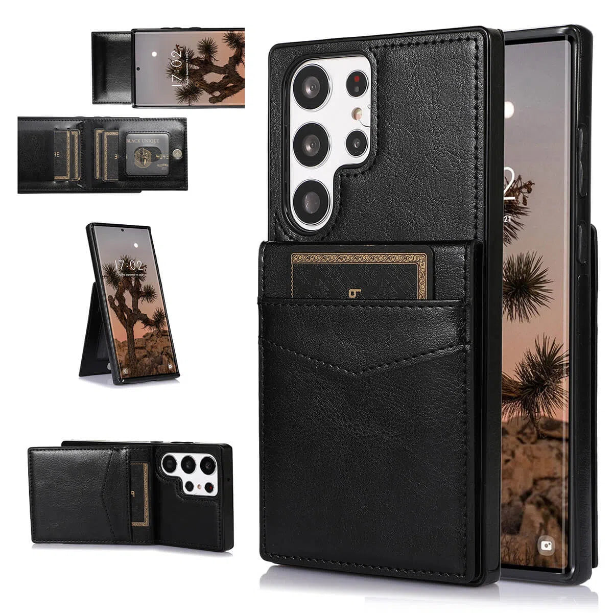 Buy Classic 5-6 Card Slots Wallet Phone Case, Premium Leather, Credit Card Holder, Flip, Kickstand Shockproof Case,Athena at Caseles-Samsung Galaxy S25 Ultra, Asher-Black