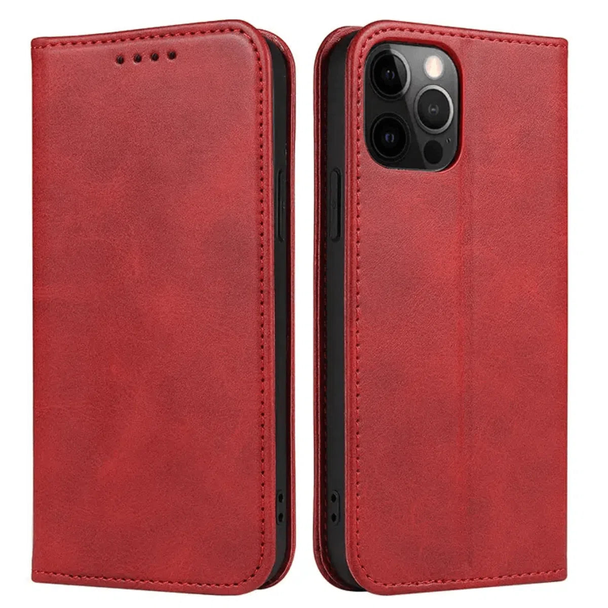 Buy Magnetic Folio Wallet Phone Case, Premium Leather, Credit Card Holder, Magnetic Closure, Flip Kickstand Shockproof Case,Barnett at Caseles-iPhone 16 Pro Max, Barnett-Red