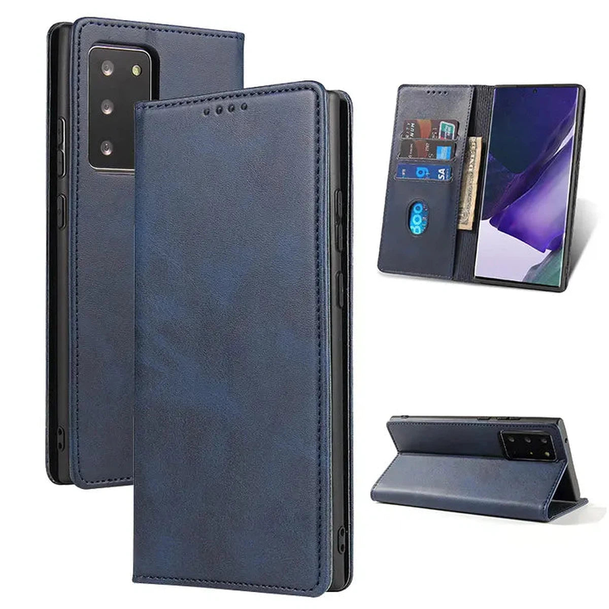 Buy Magnetic Folio Wallet Phone Case, Premium Leather, Credit Card Holder, Magnetic Closure, Flip Kickstand Shockproof Case,Barnett at Caseles-Samsung Galaxy S25 Ultra, Barnett-Blue