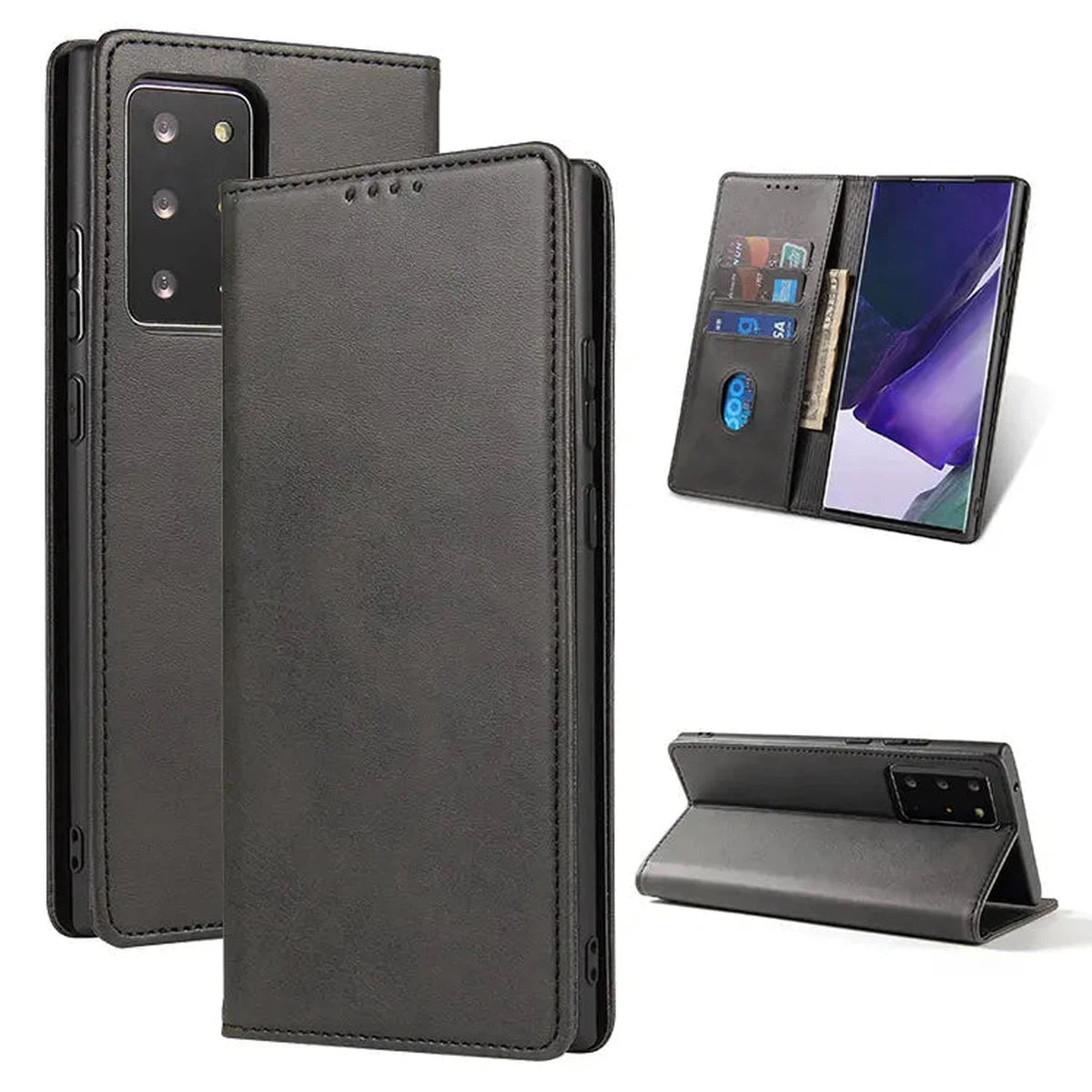 Buy Magnetic Folio Wallet Phone Case, Premium Leather, Credit Card Holder, Magnetic Closure, Flip Kickstand Shockproof Case,Barnett at Caseles-Samsung Galaxy S25 Ultra, Barnett-Black