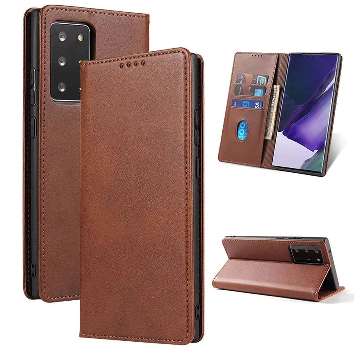 Buy Magnetic Folio Wallet Phone Case, Premium Leather, Credit Card Holder, Magnetic Closure, Flip Kickstand Shockproof Case,Barnett at Caseles-Samsung Galaxy S25 Ultra, Barnett-Coffee