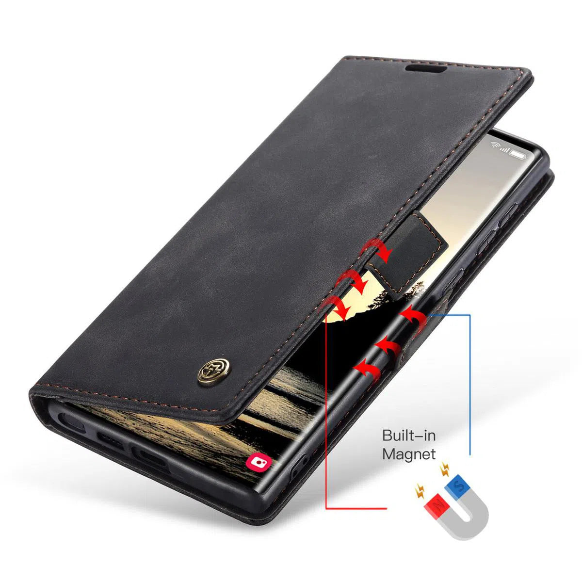 Buy Magnetic Flip Leather Card Wallet Case for Galaxy, Kickstand & Drop Protection, Benjamin at Caseles-Samsung Galaxy S25 Ultra, BJM-Coffee