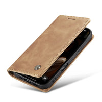 Buy Magnetic Flip Leather Card Wallet Case for iPhone, Kickstand & Drop Protection, BROOKS at Caseles-iPhone 16 Pro Max, BJM-Coffee