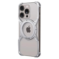 Buy Premium Aluminum Frameless Bumper Case Compatible with iPhone,Cool Design Luxury Metal Shockproof Anti-Scratch Slim Borderless case with Kickstand Magnetic Holder,Doge at Caseles-iPhone 16 Pro Max, Grey