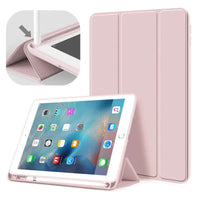 Buy Classic Folio Case for iPad with Pencil Holder, Auto Sleep/Wake Soft Silicone Back Shell Stand Shockproof Case, CLASSIC FOLIO IPAD CASE at Caseles-iPad Air 6 (2024 13 inch), CF-Pink