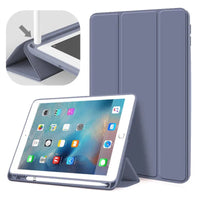 Buy Classic Folio Case for iPad with Pencil Holder, Auto Sleep/Wake Soft Silicone Back Shell Stand Shockproof Case, CLASSIC FOLIO IPAD CASE at Caseles-iPad Air 6 (2024 13 inch), CF-Purple