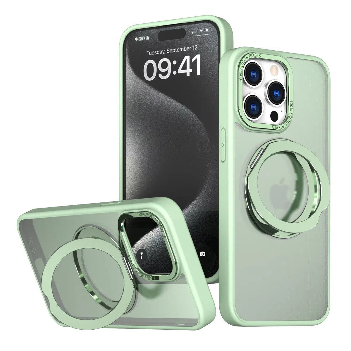 Buy Rotatable Ring Holder Stand, Magnetic Kickstand, Support Magsafe & Wireless Charging,Claud at Caseles-iPhone 16 Pro Max, Cloud-Green