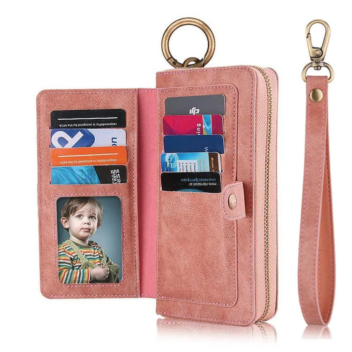 Buy Multi Functional Wallet Phone Case, 14 Card Slots 3 Purse 1 Zipper 1 Wrist Band 1 Metal Buckle, Wrist Strap Clutch Magnetic Detachable,Darell at Caseles-iPhone 16 Pro Max, Darell-Brown