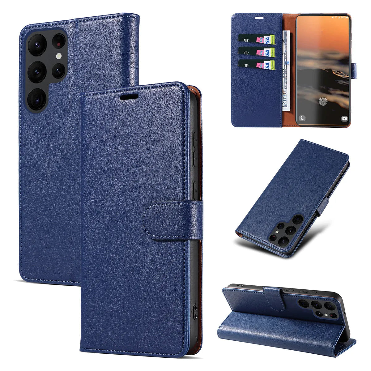 Buy Magnetic Folio Wallet Phone Case, Premium Leather, Credit Card Holder, Magnetic Closure, Flip Kickstand Shockproof Case,Delilah at Caseles-Samsung Galaxy S25 Ultra, Blue