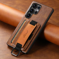 Buy Full Coverage Protection, Leather Phone case, Phone Stander, Card Holder Wallet Case ,Ezra at Caseles-Samsung Galaxy S25 Ultra, Ezra-Brown