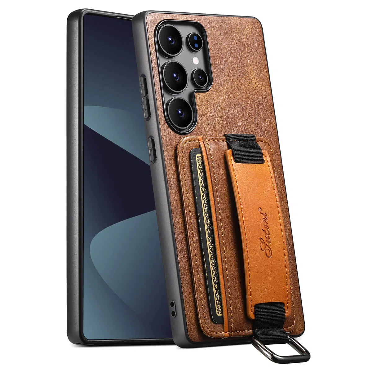 Buy Full Coverage Protection, Leather Phone case, Phone Stander, Card Holder Wallet Case ,Ezra at Caseles-Samsung Galaxy S25 Ultra, Ezra-Brown