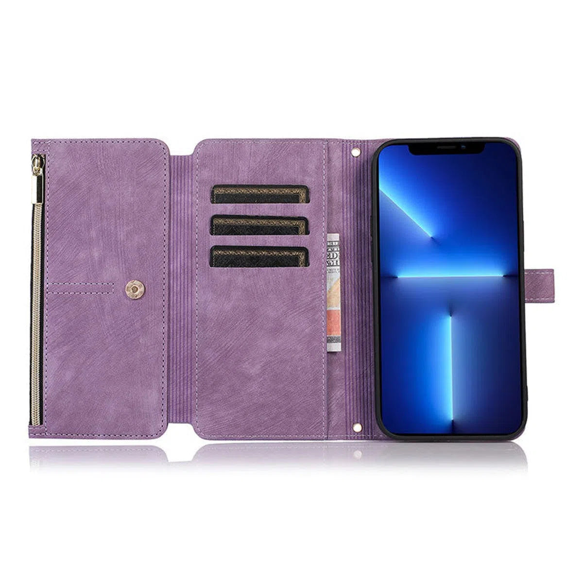 Buy Flip Crossbody Wallet Phone Case, With 9 Card Slots Zipper Pocket Retro Leather Hand Strap Kickstand Magnetic Closure Shockproof Cover,Ellie at Caseles-iPhone 16 Pro Max, Ellie-Purple