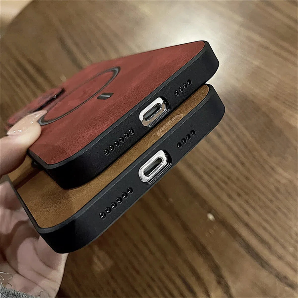 Buy Luxury PU Leather Deer Case For Magsafe Wireless Charge Full Cover,Elk at Caseles-iPhone 16 Pro Max, Oliver-DarkBrown