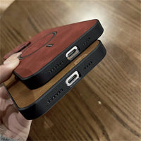 Buy Luxury PU Leather Deer Case For Magsafe Wireless Charge Full Cover,Elk at Caseles-iPhone 16 Pro Max, Oliver-DarkBrown