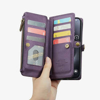 Buy Zipper Wallet Phone Case, RFID Blocking, Leather, Card Slots, for iPhone & Samsung,Aurora at Caseles-iPhone 16 Pro Max, Aurora-Purple