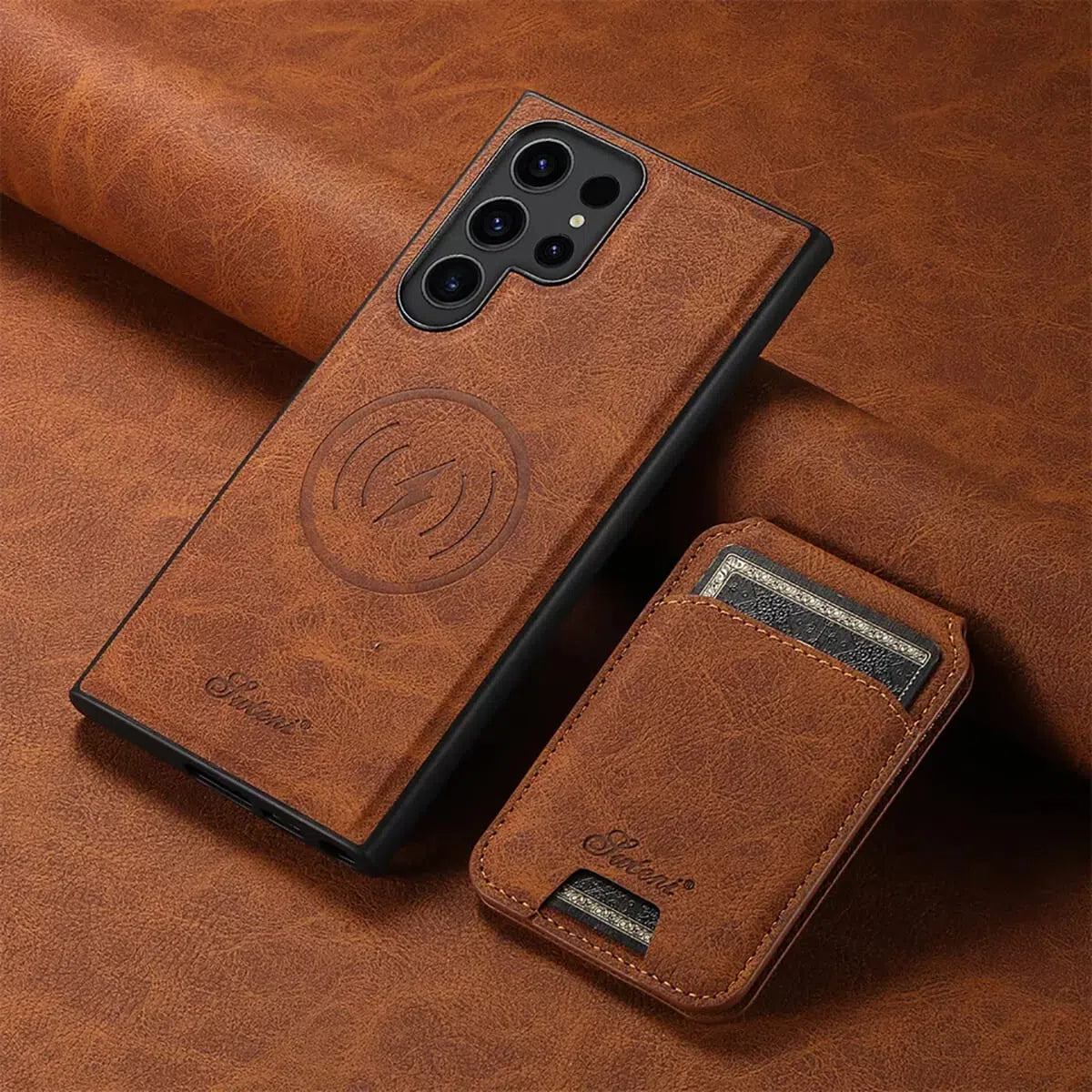 Buy Full Coverage Protection, Leather Phone case, Phone Stander, Card Holder Wallet Case,Fernando at Caseles-Samsung Galaxy S24 Ultra, Fernando-Brown