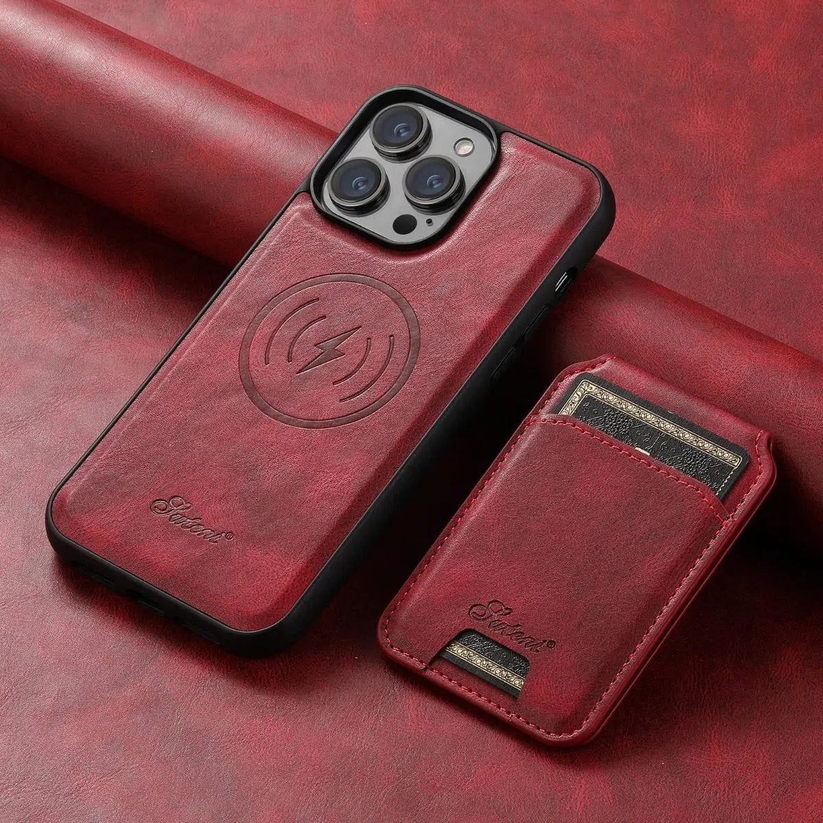 Buy Full Coverage Protection, Leather Phone case, Phone Stander, Card Holder Wallet Case,Francis at Caseles-iPhone 16 Pro Max, Francis-Red