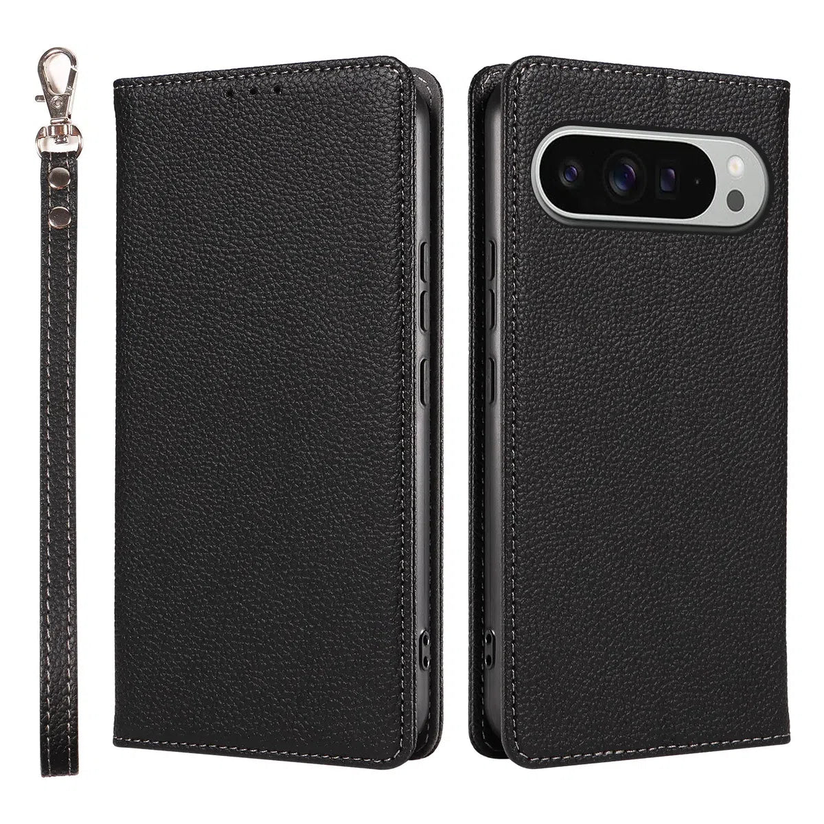 Buy Magnetic Folio Wallet Phone Case, Premium Leather, Credit Card Holder, Magnetic Closure, Flip Kickstand Shockproof Case,Barnett at Caseles-Google Pixel 9 Pro XL, Black