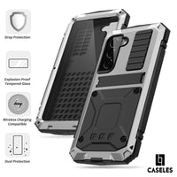 Buy Classic Full Body Metal Armor Phone Case, with Screen Protector, Heavy Duty Defender Shockproof Case,Hubert at Caseles-Samsung Galaxy S25 Ultra, Black