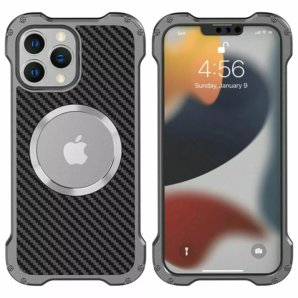 Buy Original Premium Aluminum Alloy Carbon fiber back Cover Metal Light Sturdy Shockproof Protective Case with Camera Lens Protector Film for iPhone,Jamarcus at Caseles-iPhone 16 Pro Max, 