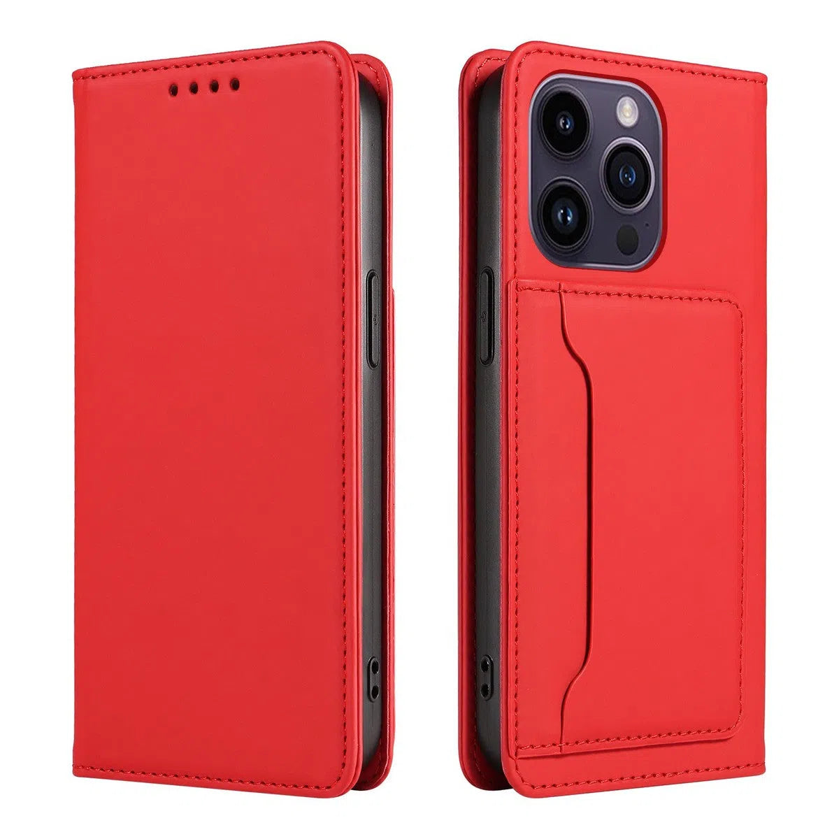 Buy Multi Function Folio Wallet Phone Case, Premium Leather, Credit Card Holder, Flip Kickstand Shockproof Case, Josie at Caseles-iPhone 16 Pro Max, Josie-Red