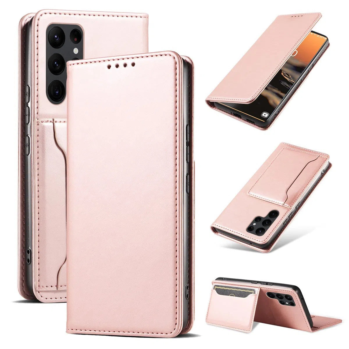 Buy Multi Function Folio Wallet Phone Case, Premium Leather, Credit Card Holder, Flip Kickstand Shockproof Case, Josie at Caseles-Samsung Galaxy S24 Ultra, Josie-Pink