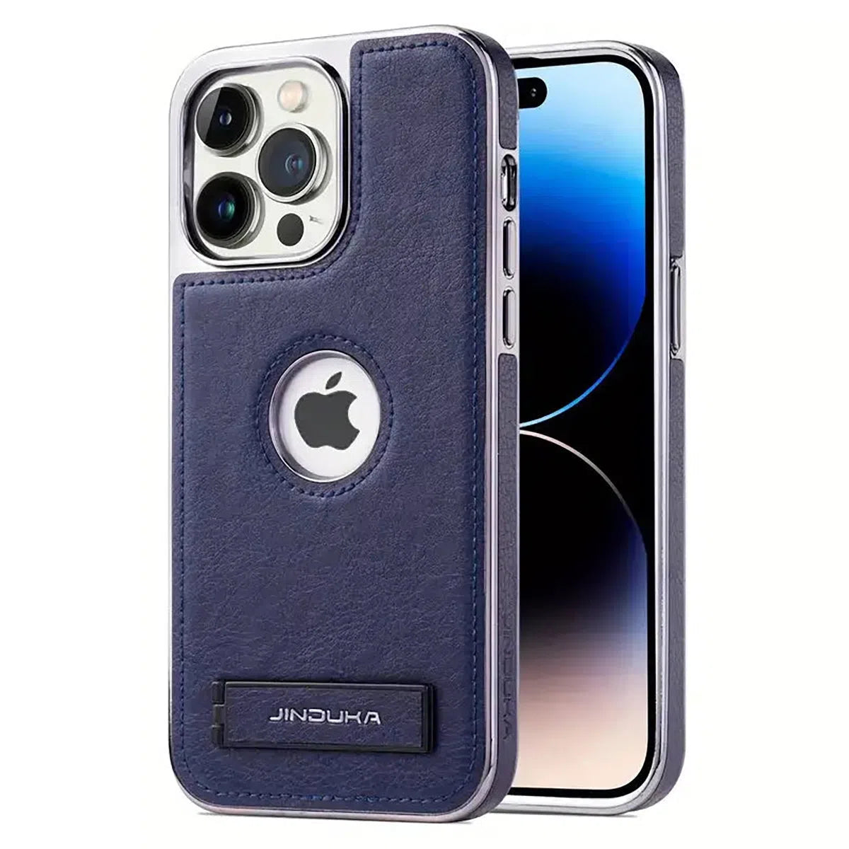 Buy Shockproof Genuine Leather iPhone Case with Stand, Soft TPU Protective Back Cover,Liam at Caseles-iPhone 16 Pro Max, Liam-Blue