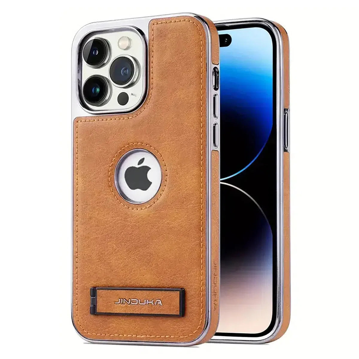 Buy Shockproof Genuine Leather iPhone Case with Stand, Soft TPU Protective Back Cover,Liam at Caseles-iPhone 16 Pro Max, Liam-Brown