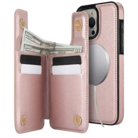 Buy iPhone Wallet Case, 4 Card Slots, Cash Slot, RFID Blocking, Magnetic, MagSafe Compatible,Liliana at Caseles-iPhone 16 Pro Max, Liliana-Brown