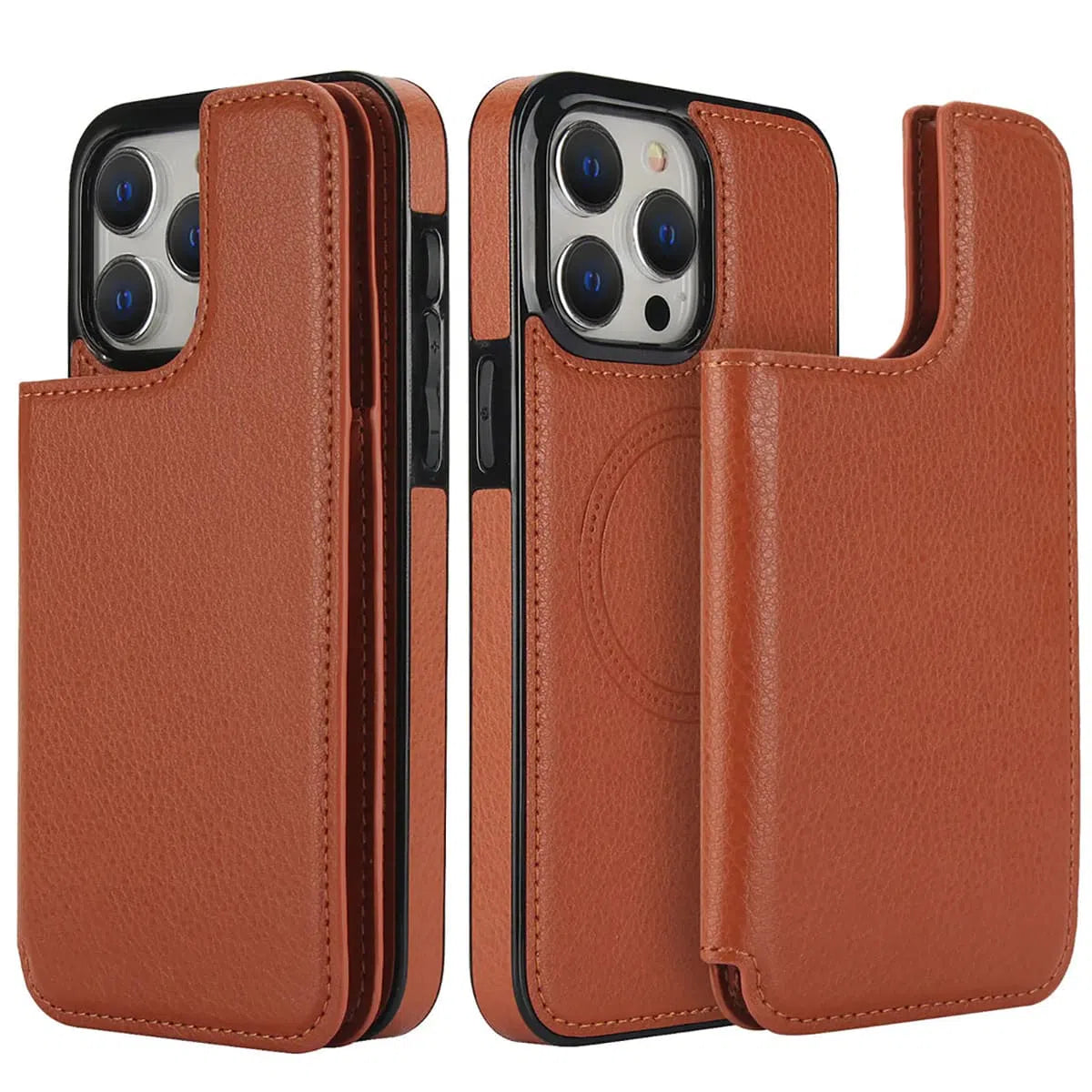 Buy iPhone Wallet Case, 4 Card Slots, Cash Slot, RFID Blocking, Magnetic, MagSafe Compatible,Liliana at Caseles-iPhone 16 Pro Max, Liliana-Brown