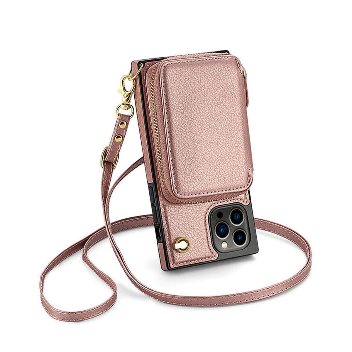 Buy Classic Crossbody Wallet Phone Case, Premium Leather, Credit Card Holder, Zipper Pocket Purse Handbag, Kickstand Shockproof Case - MOHINI at Caseles-iPhone 16 Pro Max, Mohini-Purple