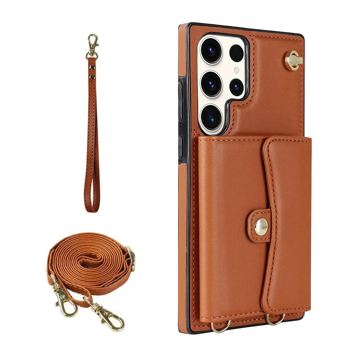 Buy Crossbody Wallet Phone Case, Magnetic Closure Flip Handbag, Leather, Card Holder, Wrist Strap Lanyard, RFID Blocking Kickstand Cover - OLIANA at Caseles-Samsung Galaxy S25 Ultra, Oliana-Brown