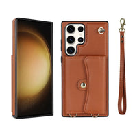 Buy Crossbody Wallet Phone Case, Magnetic Closure Flip Handbag, Leather, Card Holder, Wrist Strap Lanyard, RFID Blocking Kickstand Cover - OLIANA at Caseles-Samsung Galaxy S25 Ultra, Oliana-Brown