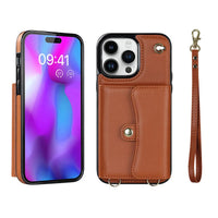 Buy Crossbody Wallet Phone Case, Magnetic Closure Flip Handbag, Leather, Card Holder, Wrist Strap Lanyard, RFID Blocking Kickstand Cover - OLIANA at Caseles-iPhone 16 Pro Max, Oliana-Brown