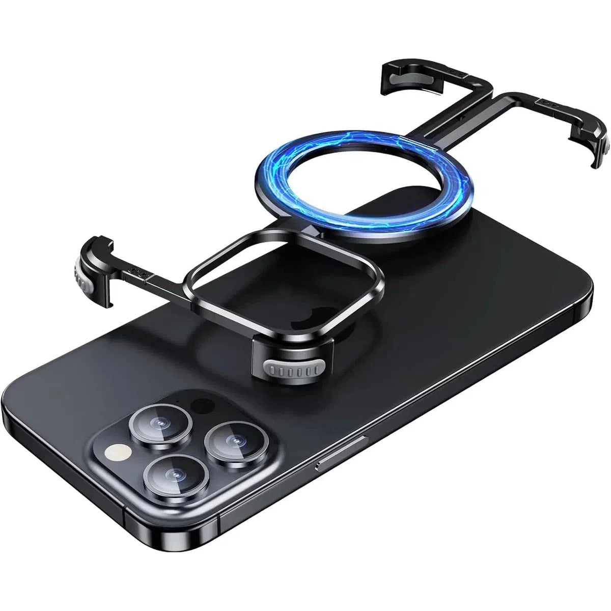 Buy Bumper Case, with Invisible Magnetic O-Ring Stand Case, Minimalist Phone Case for iPhone - PIE at Caseles-iPhone 16 Pro Max, Black