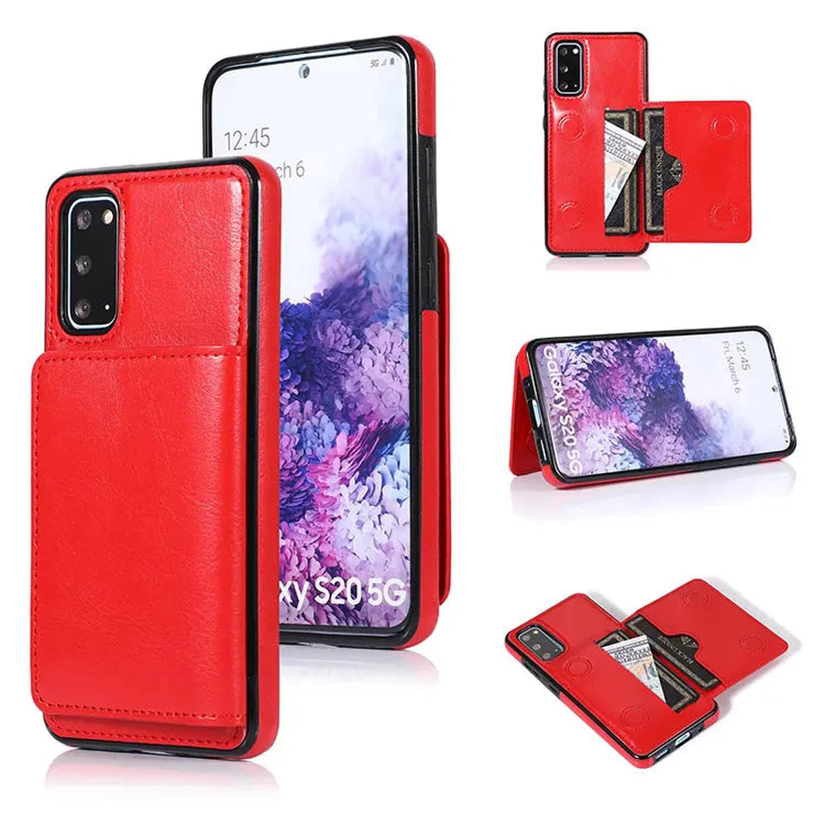 Buy Classic Magnetic Wallet Phone Case, Credit Card Holder, Dual Layer, Lightweight, Slim Leather, Magnetic Protective Case - RAYNA at Caseles-Samsung Galaxy S25 Ultra, Rayna-Red