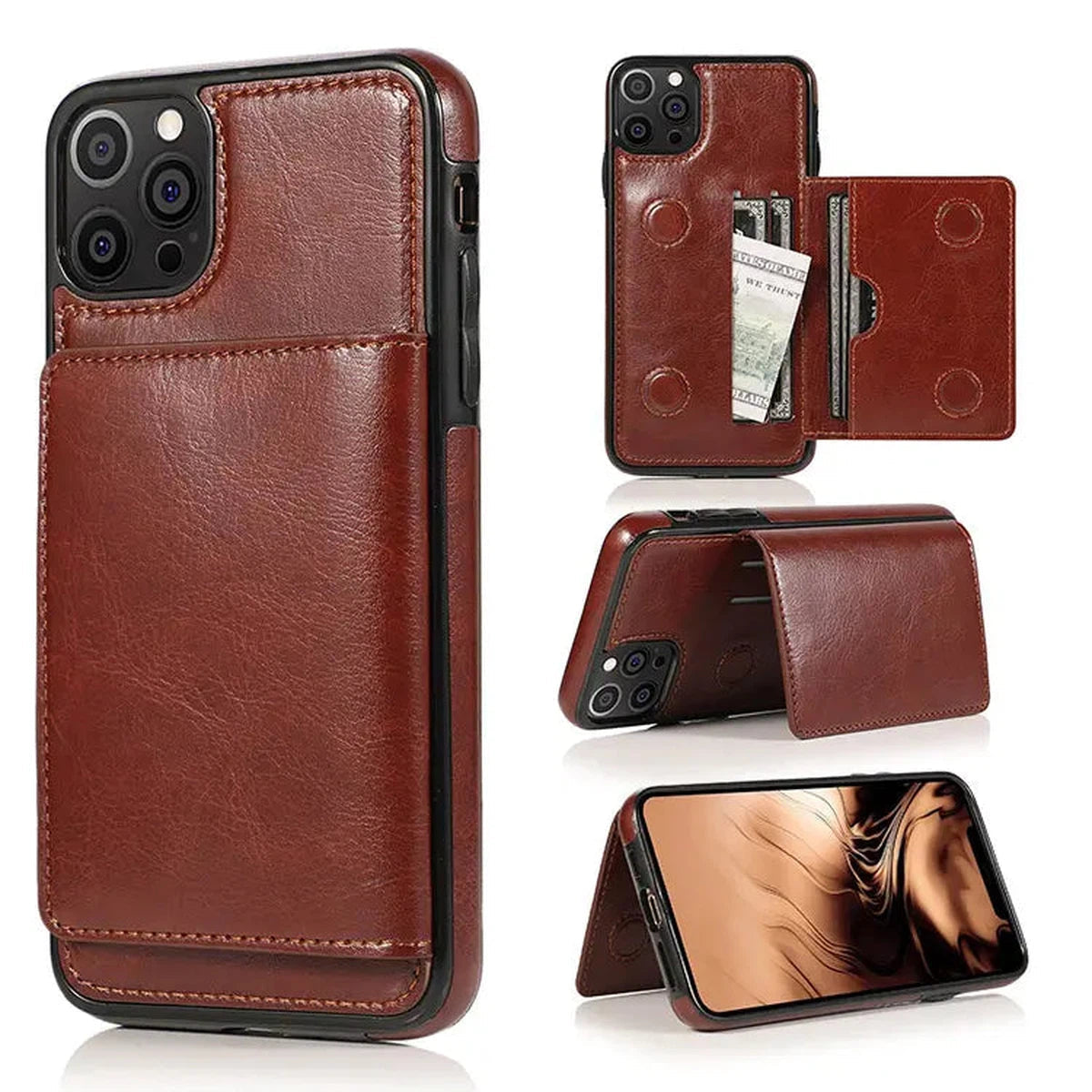 Buy Classic Magnetic Wallet Phone Case, Credit Card Holder, Dual Layer, Lightweight, Slim Leather, Magnetic Protective Case - RAYNE at Caseles-iPhone 16 Pro Max, Rayne-Burgundy