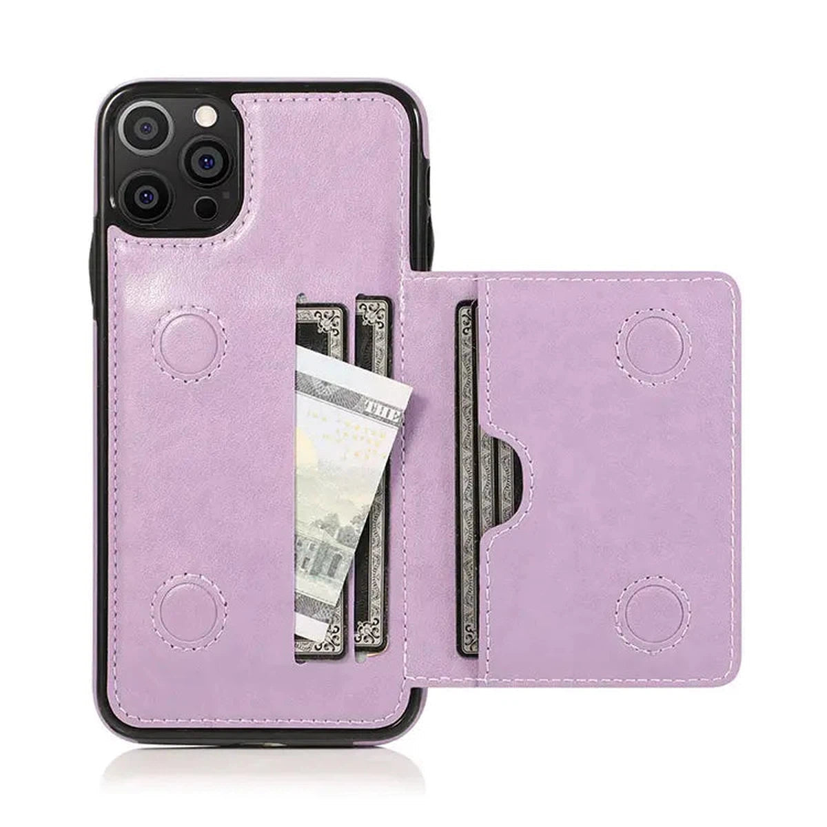 Buy Classic Magnetic Wallet Phone Case, Credit Card Holder, Dual Layer, Lightweight, Slim Leather, Magnetic Protective Case - RAYNE at Caseles-iPhone 16 Pro Max, Rayne-Purple