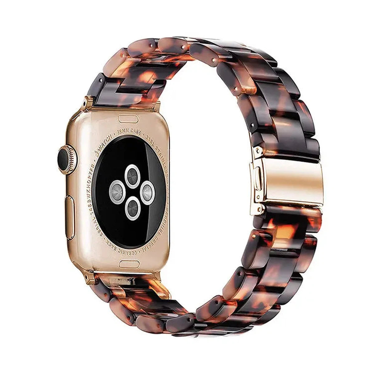 Buy Fashion Resin Strap For Apple Watch, Compatible with iWatch SE/SE2, Series 9/8/7/6/5/4/3/2/1, Ultra/Ultra2/Sport Edition, Men and Women - RESIN BAND at Caseles-38mm/40mm/41mm, Tortoiseshell