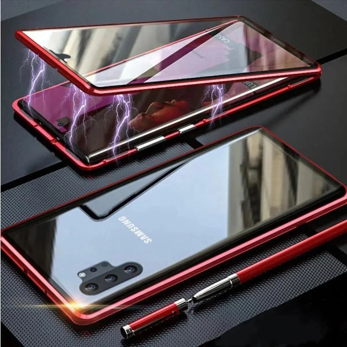 Buy Samsung protects privacy Double-sided tempered glass strong magnetic anti-peeping mobile phone case - SAMSUNG PRIVACY SCREEN COVER at Caseles-Samsung Galaxy S24 Ultra, Red