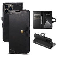 Buy Classic Book Flip Folio Wallet Phone Case, Magnetic Closure, Flip Folio, Card Holder, Kickstand - SUTENI at Caseles-iPhone 16 Pro Max, Suteni-Black