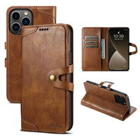 Buy Classic Book Flip Folio Wallet Phone Case, Magnetic Closure, Flip Folio, Card Holder, Kickstand - SUTENI at Caseles-iPhone 16 Pro Max, Suteni-Brown