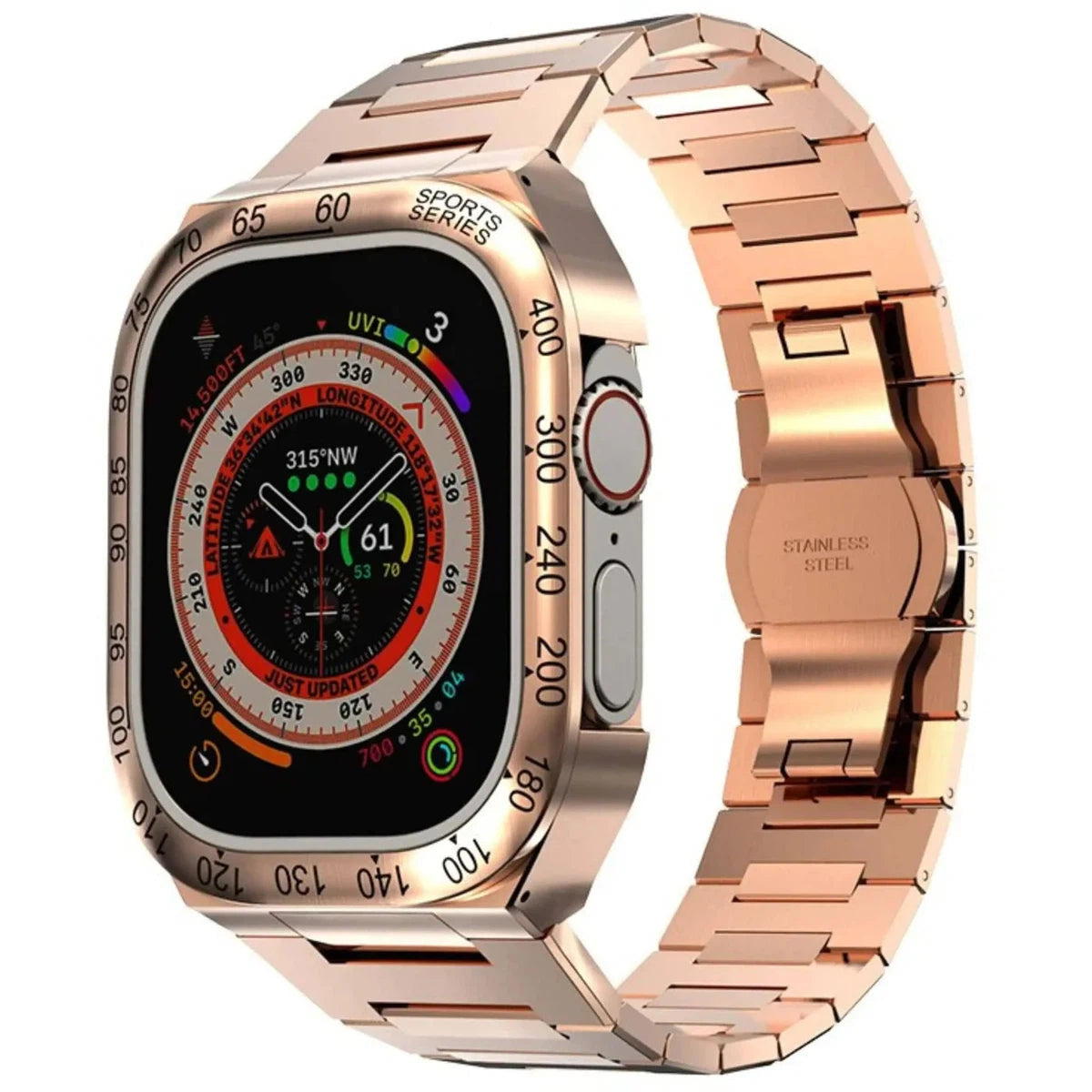 Buy Caseles Luxury Stainless Steel Strap & Case for Apple Watch, Compatible with iWatch band Series 10/9/8/7/6/5/4/3/2/1/Ultra/SE, Men and Women, STAINLESS STEEL CASE FOR APPLE WATCH at Caseles-Style 1, 40mm