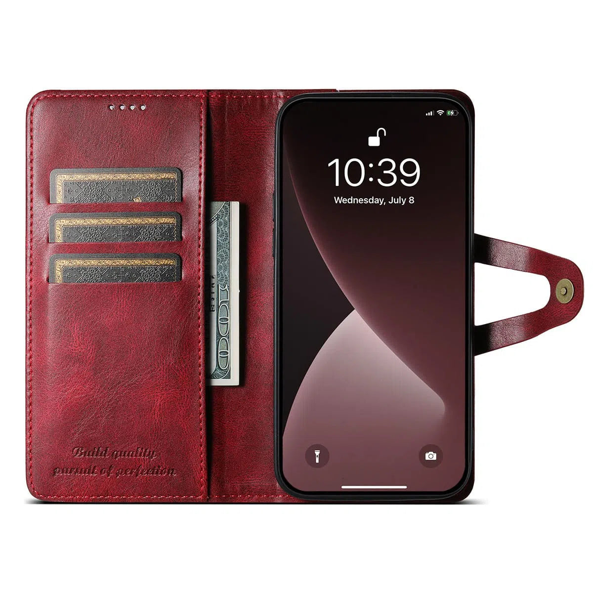 Buy Classic Book Flip Folio Wallet Phone Case, Magnetic Closure, Flip Folio, Card Holder, Kickstand - SUTENI at Caseles-iPhone 16 Pro Max, Suteni-Brown