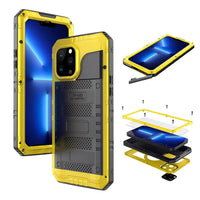 Buy Metal Waterproof Phone Case, with Built in Screen Protector, FullBody Protective Shockproof Heavy Duty Rugged Defender Cover - TIVON at Caseles-iPhone 16 Pro Max, Tivon-Yellow