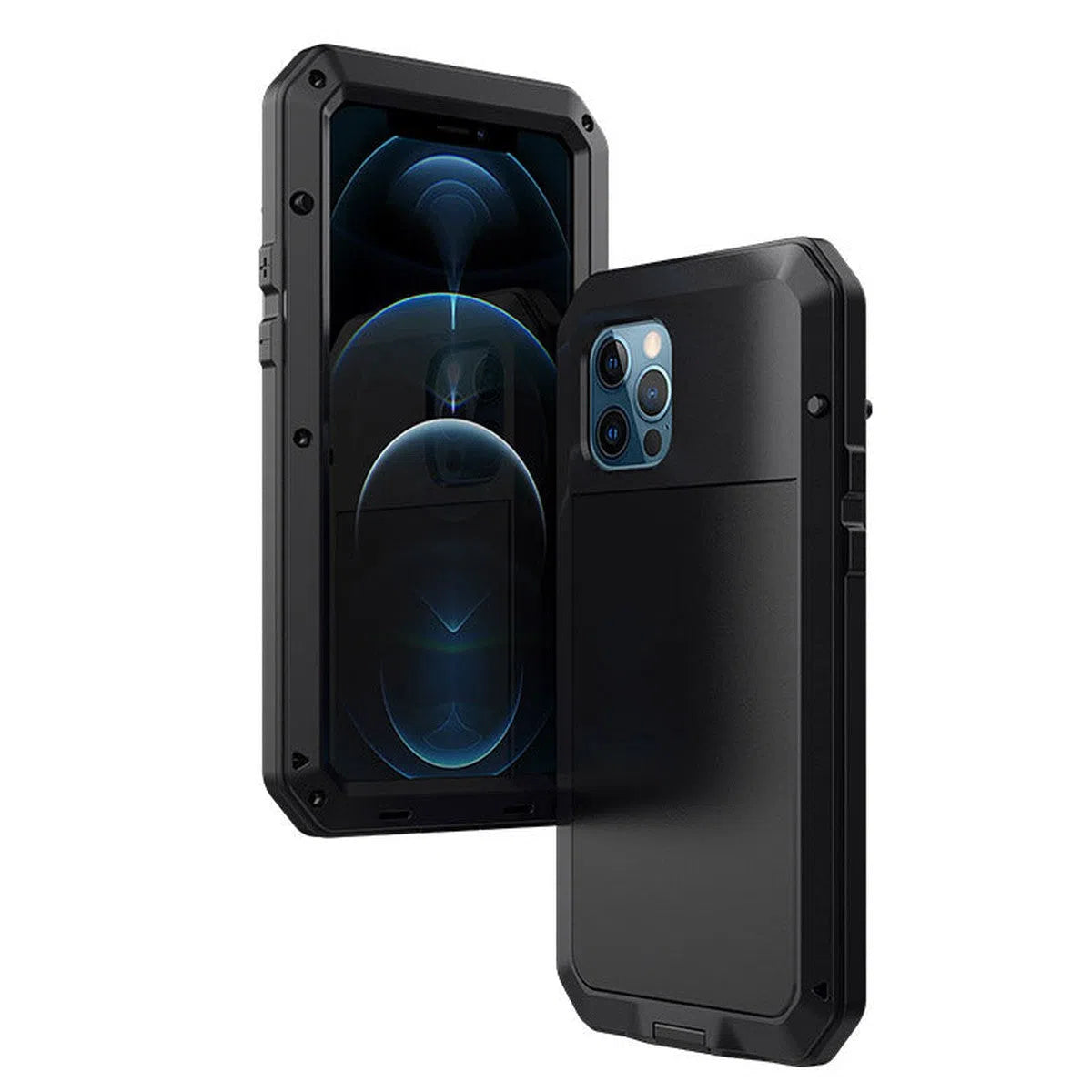 Buy Classic Full Body Metal Armor Phone Case, with Screen Protector, Heavy Duty Defender Shockproof Case - TADDEO at Caseles-iPhone 16 Pro Max, Taddeo-Black