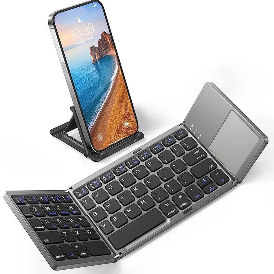 Buy Portable Foldable Bluetooth Keyboard with Touchpad, Multi-System Wireless Keyboard for PC & Laptop - Ultra-thin Mini Wireless Gaming keyboardard at Caseles-Grey, 