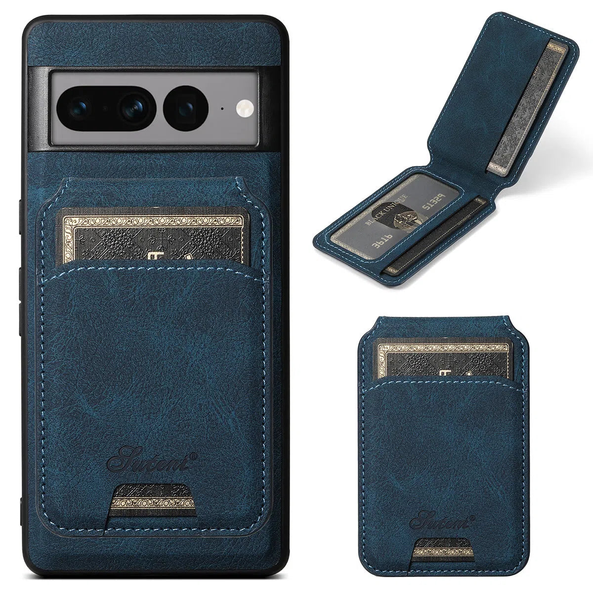 Buy Full Coverage Protection, Leather Phone case, Phone Stander, Card Holder Wallet Case,Francis at Caseles-Google Pixel 9 Pro XL, Blue